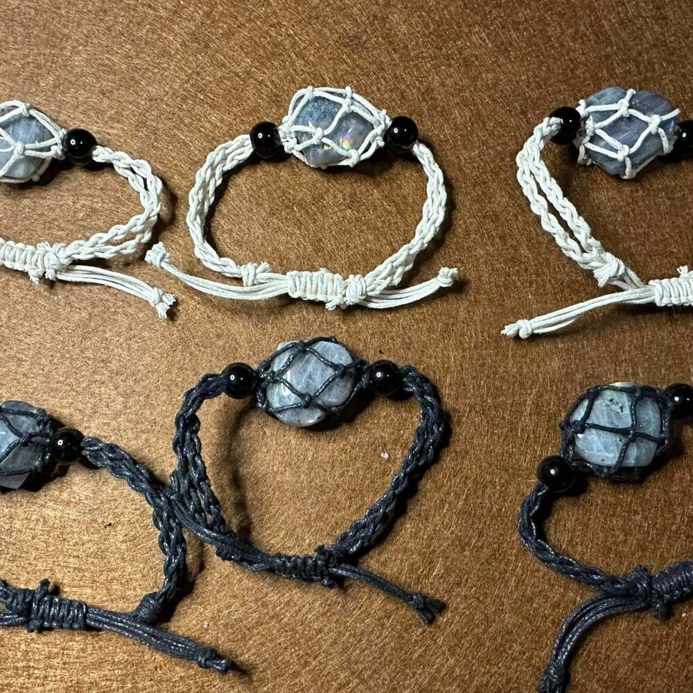 Labrorite Heart woven Cage Braclets